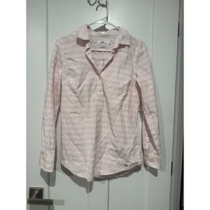Vineyard Vines Pink White Stripe Button Up Shirt Women's Size 2 Long Sleeve
